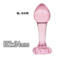 Glass Dildo Pink Rose Flower Shape Vaginal Anal Butt Plug Self Comfort Masturbator Sex Toys for Woman