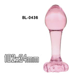 Glass Dildo Pink Rose Flower Shape Vaginal Anal Butt Plug Self Comfort Masturbator Sex Toys for Woman