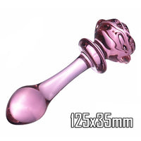 Glass Dildo Pink Rose Flower Shape Vaginal Anal Butt Plug Self Comfort Masturbator Sex Toys for Woman