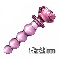 Glass Dildo Pink Rose Flower Shape Vaginal Anal Butt Plug Self Comfort Masturbator Sex Toys for Woman