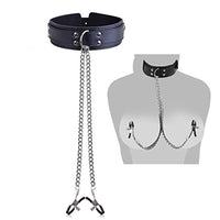 Faux Leather Choker Collar With Nipple Breast Clamp Clip Chain Couple SM Sex Toys For Woman Sex Tools For Couples Adult Games