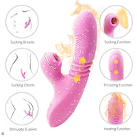 G Spot Rabbit Vibrator With Heating Thrusting Sucking Clitoral Dildo Vibrators Stimulator Dual Motor Waterproof Adult Sex Toys