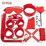 Sexy Leather BDSM Kits Plush Sex Bondage Set Handcuffs Sex Games Whip Gag Nipple Clamps Sex Toys For Couples Exotic Accessories