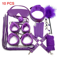 Sexy Leather BDSM Kits Plush Sex Bondage Set Handcuffs Sex Games Whip Gag Nipple Clamps Sex Toys For Couples Exotic Accessories