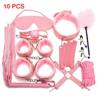 Sexy Leather BDSM Kits Plush Sex Bondage Set Handcuffs Sex Games Whip Gag Nipple Clamps Sex Toys For Couples Exotic Accessories