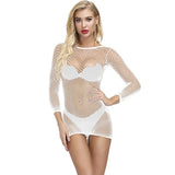 Sexy Lingerie V-Neck Lace Sexy Dress With G string Garter Women Transparent Sex Underwear Babydoll Sleepwear Erotic Costume