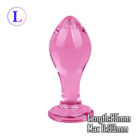 Glass Dildo Pink Rose Flower Shape Vaginal Anal Butt Plug Self Comfort Masturbator Sex Toys for Woman