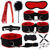 SMLOVE Sex Handcuffs Collar Whip Gag Nipple Clamps BDSM Bondage Rope Erotic Adult Sex Toys For Woman Couples Anal Butt Plug Tail